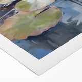 Electric Water Lily Wall Art - Tranquil Pond Scene with Soft Pastel Hues