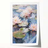 Electric Water Lily Wall Art - Tranquil Pond Scene with Soft Pastel Hues