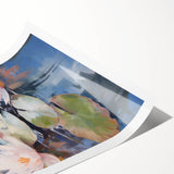 Electric Water Lily Wall Art - Tranquil Pond Scene with Soft Pastel Hues