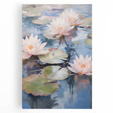 Electric Water Lily Wall Art - Tranquil Pond Scene with Soft Pastel Hues
