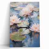 Electric Water Lily Wall Art - Tranquil Pond Scene with Soft Pastel Hues