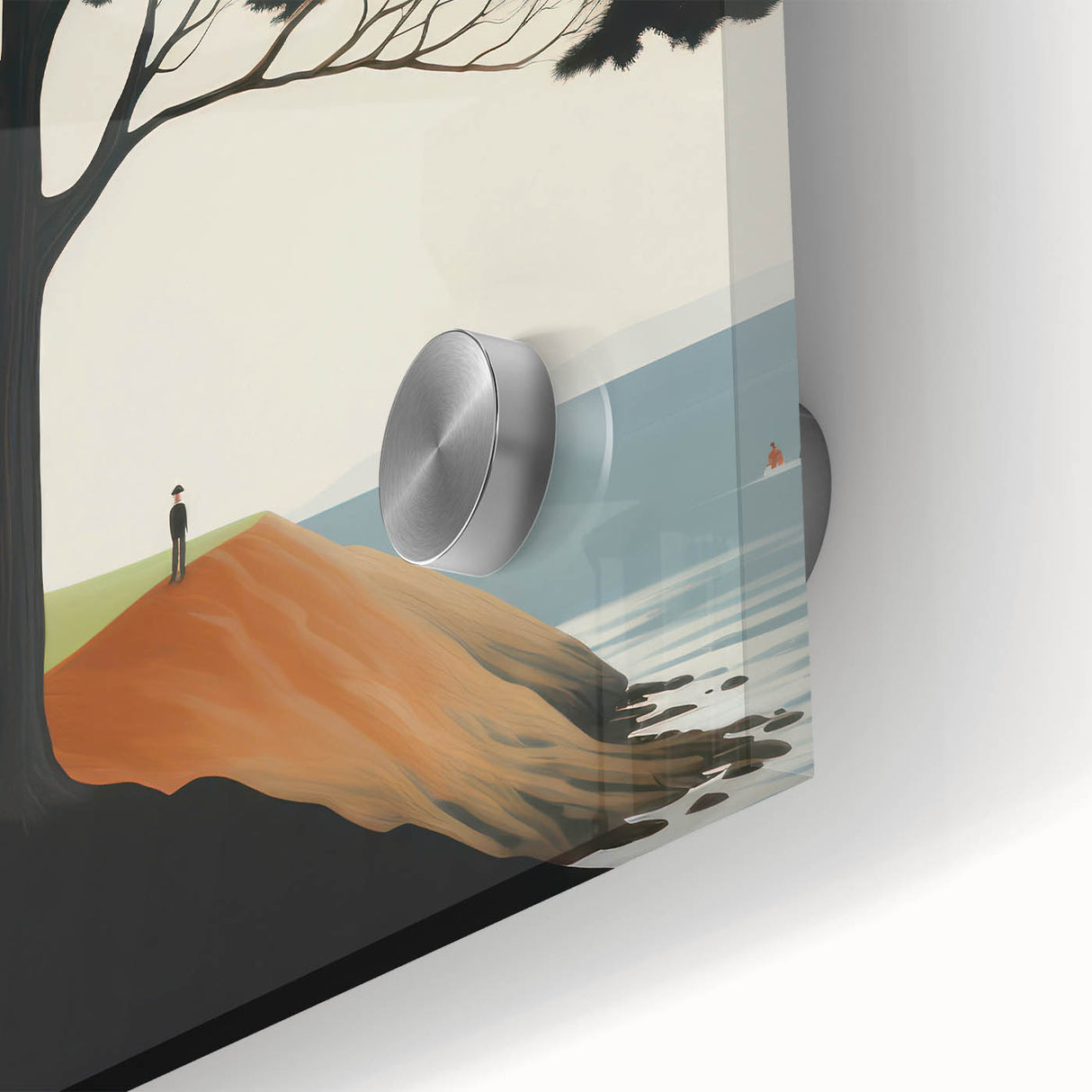 Electric Coastal House Wall Art - Tranquil Tree and Seaside Home Scene