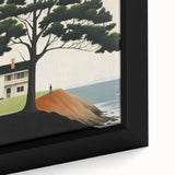 Electric Coastal House Wall Art - Tranquil Tree and Seaside Home Scene