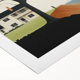 Electric Coastal House Wall Art - Tranquil Tree and Seaside Home Scene