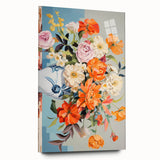 Electric Floral Wall Art - Vibrant Bouquet in Modern Vase with Pastel Hues