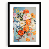 Electric Floral Wall Art - Vibrant Bouquet in Modern Vase with Pastel Hues
