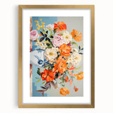 Electric Floral Wall Art - Vibrant Bouquet in Modern Vase with Pastel Hues