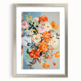 Electric Floral Wall Art - Vibrant Bouquet in Modern Vase with Pastel Hues