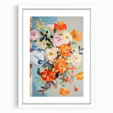 Electric Floral Wall Art - Vibrant Bouquet in Modern Vase with Pastel Hues