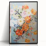 Electric Floral Wall Art - Vibrant Bouquet in Modern Vase with Pastel Hues