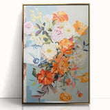 Electric Floral Wall Art - Vibrant Bouquet in Modern Vase with Pastel Hues