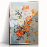 Electric Floral Wall Art - Vibrant Bouquet in Modern Vase with Pastel Hues