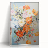Electric Floral Wall Art - Vibrant Bouquet in Modern Vase with Pastel Hues