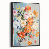 Electric Floral Wall Art - Vibrant Bouquet in Modern Vase with Pastel Hues