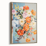 Electric Floral Wall Art - Vibrant Bouquet in Modern Vase with Pastel Hues
