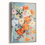 Electric Floral Wall Art - Vibrant Bouquet in Modern Vase with Pastel Hues