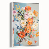 Electric Floral Wall Art - Vibrant Bouquet in Modern Vase with Pastel Hues