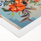 Electric Floral Wall Art - Vibrant Bouquet in Modern Vase with Pastel Hues