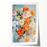 Electric Floral Wall Art - Vibrant Bouquet in Modern Vase with Pastel Hues