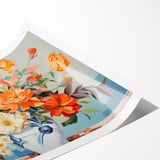 Electric Floral Wall Art - Vibrant Bouquet in Modern Vase with Pastel Hues