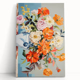 Electric Floral Wall Art - Vibrant Bouquet in Modern Vase with Pastel Hues