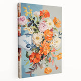 Electric Floral Wall Art - Vibrant Bouquet in Modern Vase with Pastel Hues