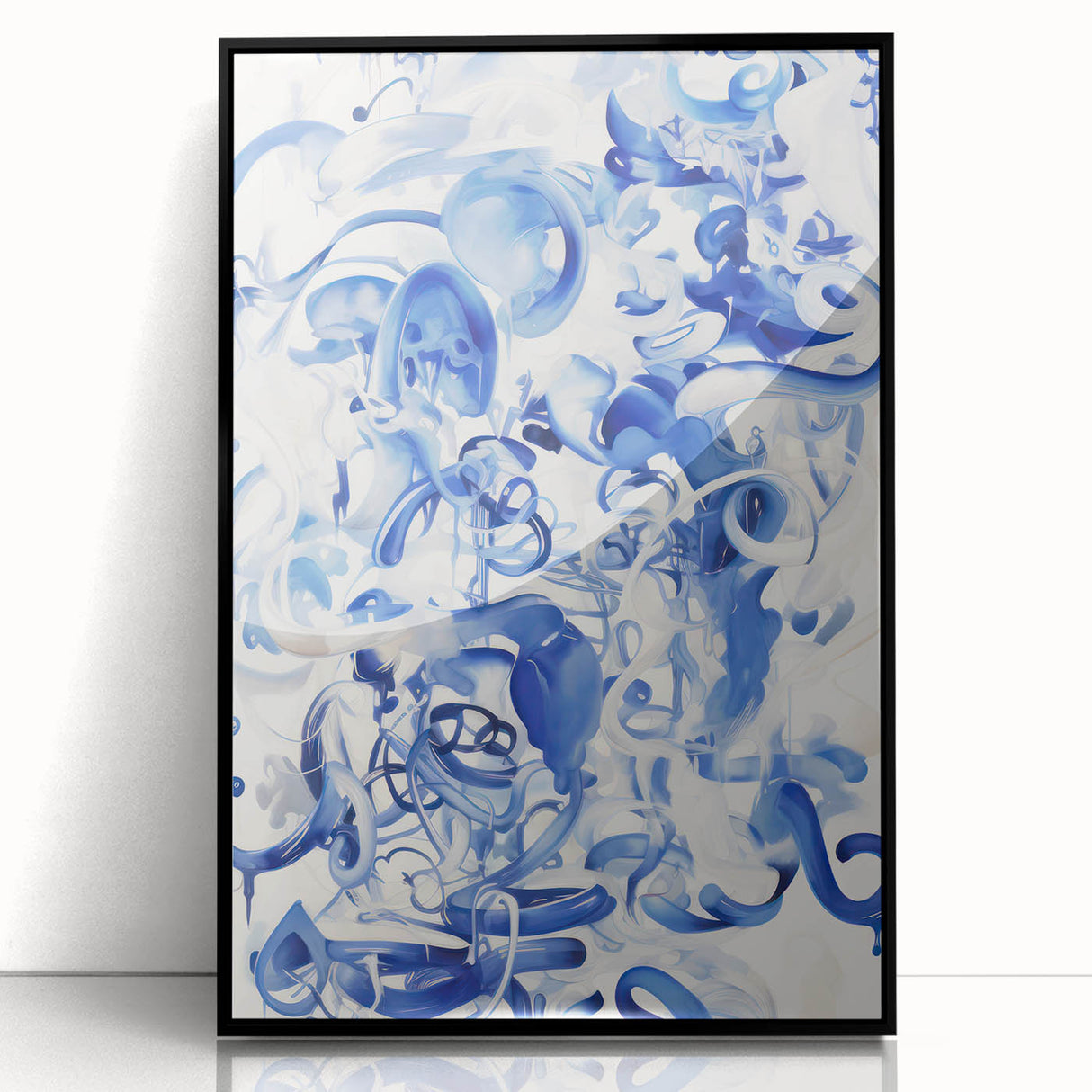 Vibrant Electric Blue Abstract Wall Art - Modern Fluid Electric Canvas