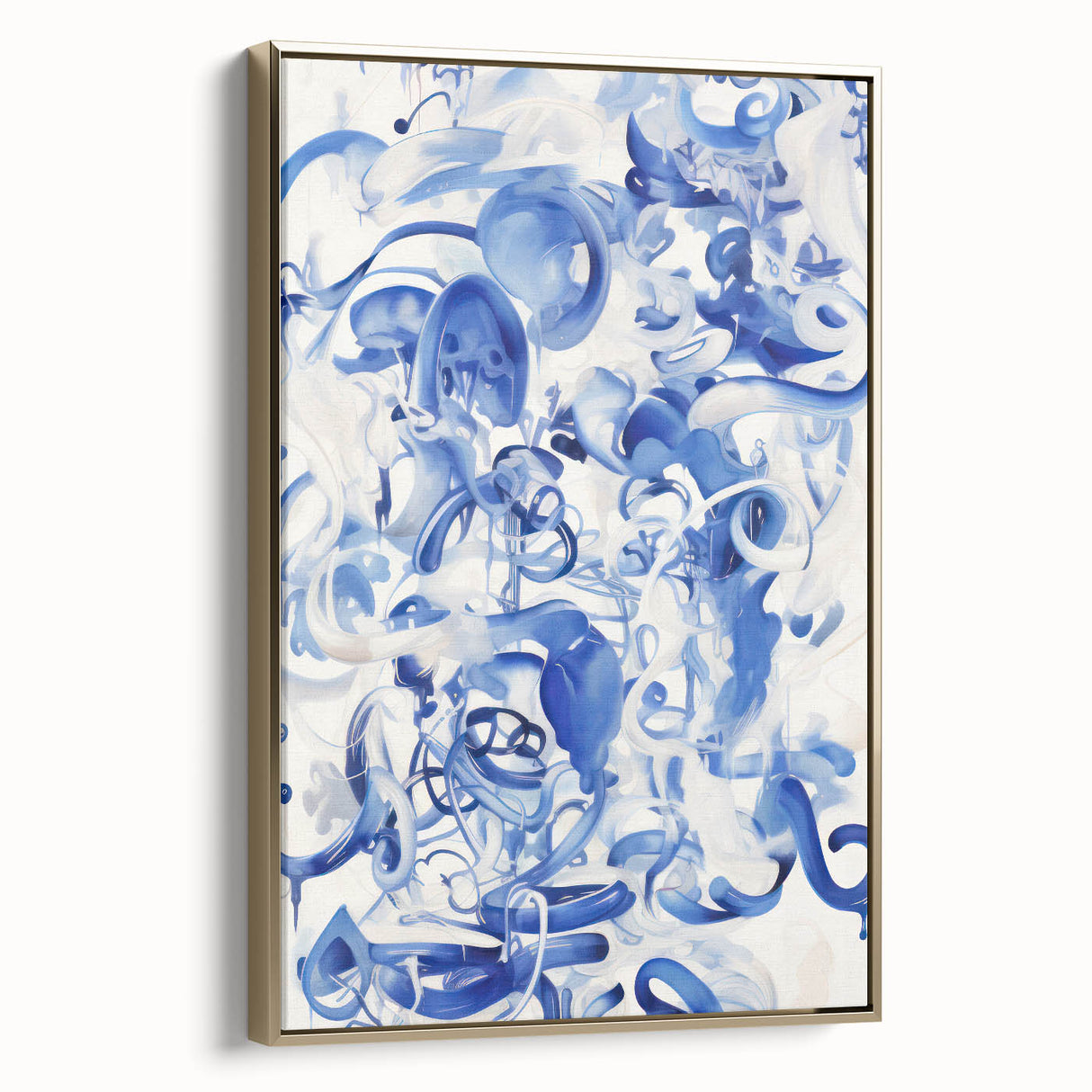 Vibrant Electric Blue Abstract Wall Art - Modern Fluid Electric Canvas