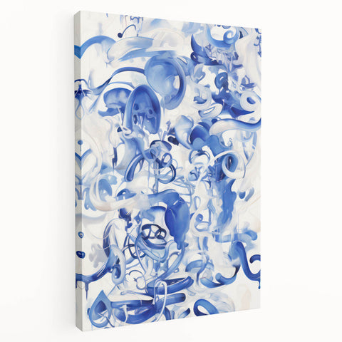 Vibrant Electric Blue Abstract Wall Art - Modern Fluid Electric Canvas