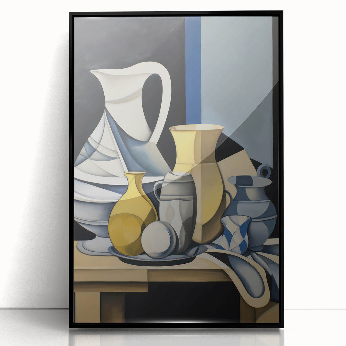 Electric Abstract Still Life Wall Art - Modern Cubist Vase Composition