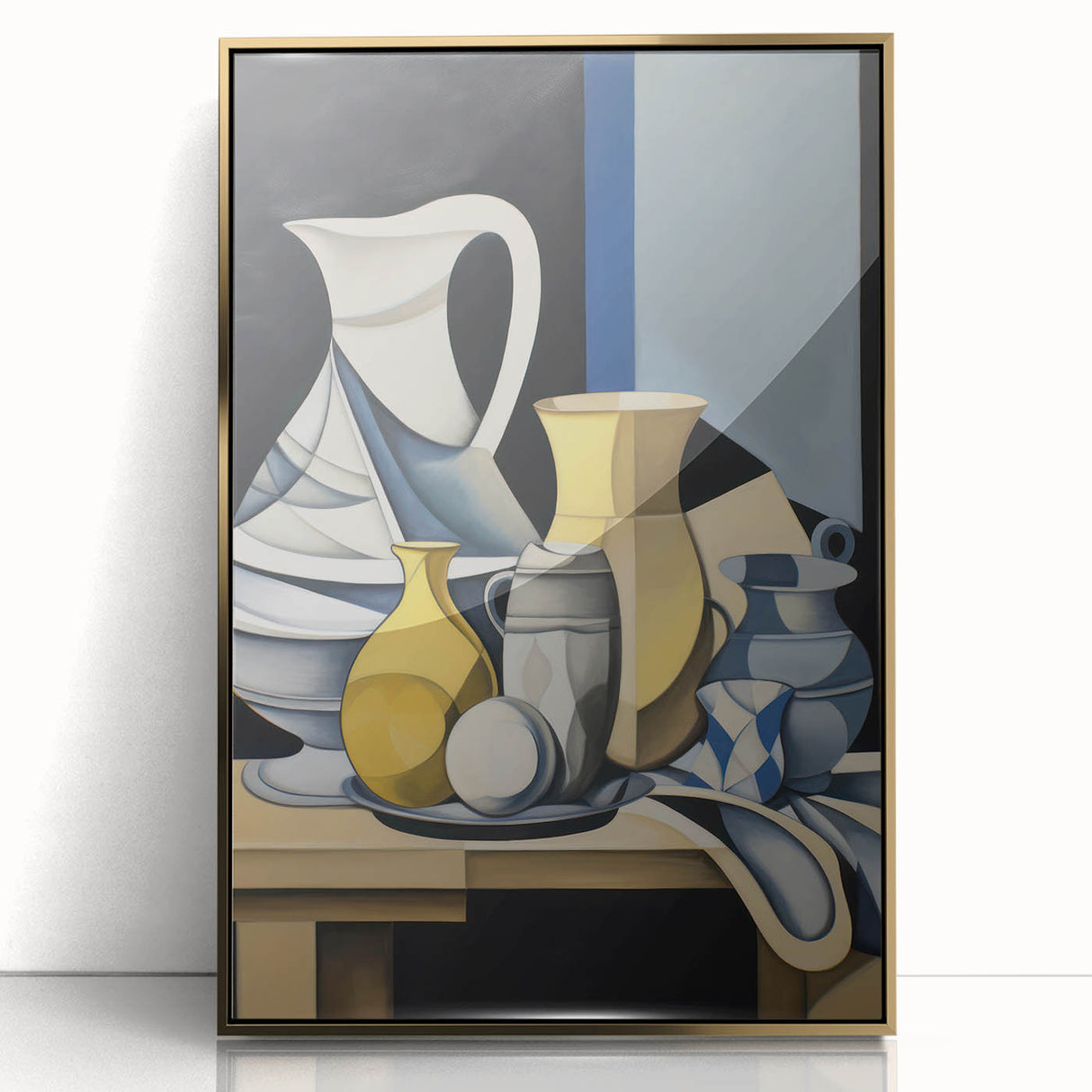 Electric Abstract Still Life Wall Art - Modern Cubist Vase Composition
