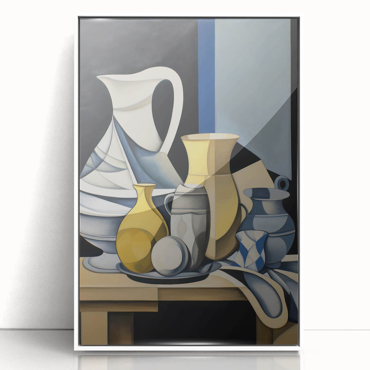 Electric Abstract Still Life Wall Art - Modern Cubist Vase Composition