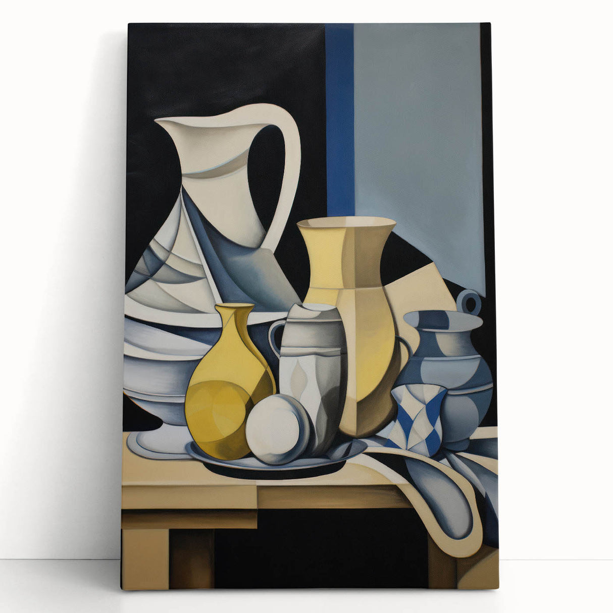 Electric Abstract Still Life Wall Art - Modern Cubist Vase Composition