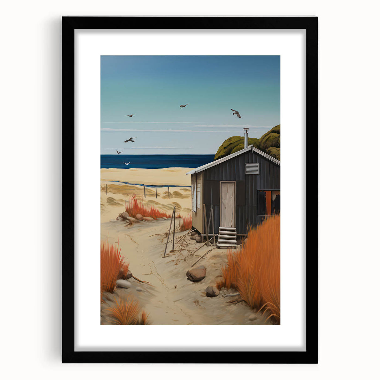 Electric Wall Art | Vibrant Beach Cabin Modern Electric Art Canvas