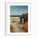 Electric Wall Art | Vibrant Beach Cabin Modern Electric Art Canvas