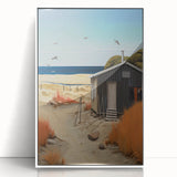 Electric Wall Art | Vibrant Beach Cabin Modern Electric Art Canvas