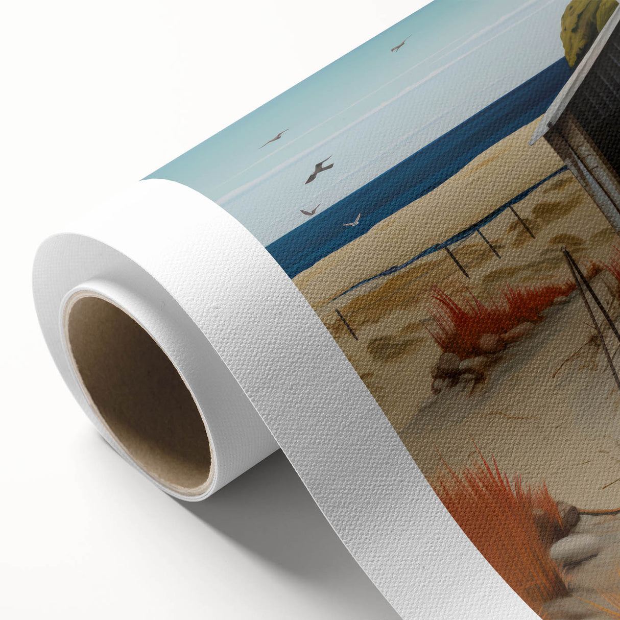 Electric Wall Art | Vibrant Beach Cabin Modern Electric Art Canvas
