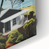 Electric Wall Art | Vibrant Hillside Cabin Modern Electric Art Canvas