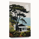 Electric Wall Art | Vibrant Hillside Cabin Modern Electric Art Canvas