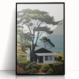 Electric Wall Art | Vibrant Hillside Cabin Modern Electric Art Canvas