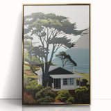 Electric Wall Art | Vibrant Hillside Cabin Modern Electric Art Canvas