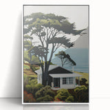 Electric Wall Art | Vibrant Hillside Cabin Modern Electric Art Canvas