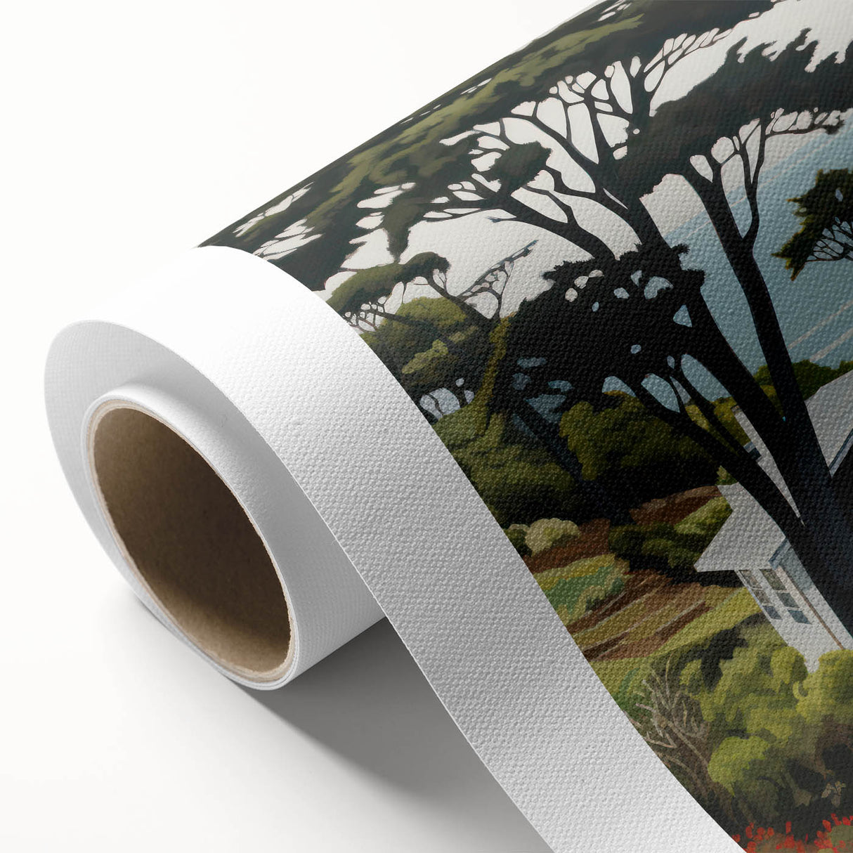 Electric Wall Art | Vibrant Hillside Cabin Modern Electric Art Canvas