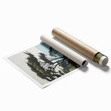 Electric Wall Art | Vibrant Hillside Cabin Modern Electric Art Canvas