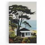 Electric Wall Art | Vibrant Hillside Cabin Modern Electric Art Canvas