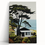 Electric Wall Art | Vibrant Hillside Cabin Modern Electric Art Canvas