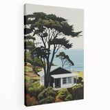 Electric Wall Art | Vibrant Hillside Cabin Modern Electric Art Canvas
