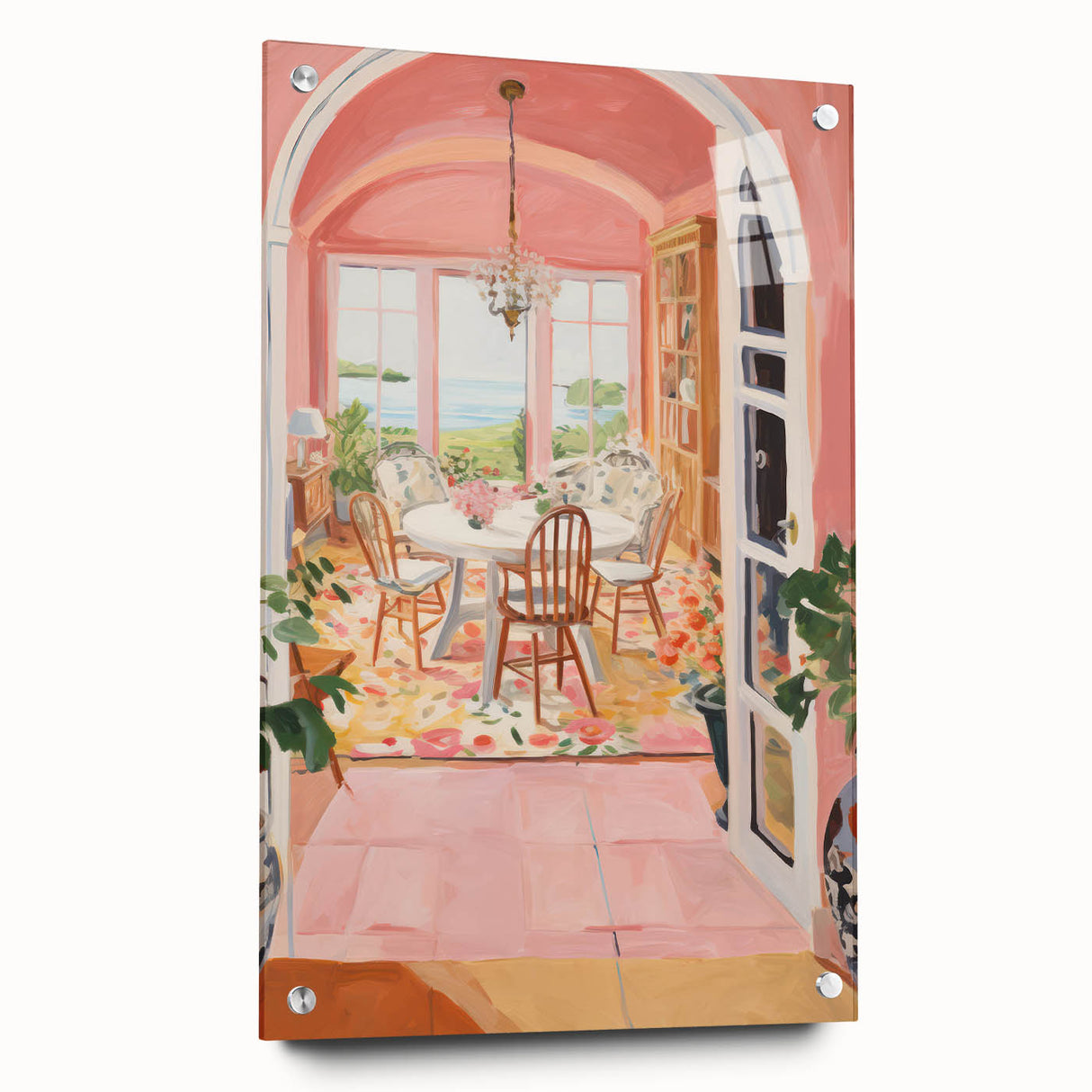 Electric Wall Art | Vibrant Dining Room Scene Modern Electric Art Canvas