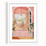 Electric Wall Art | Vibrant Dining Room Scene Modern Electric Art Canvas