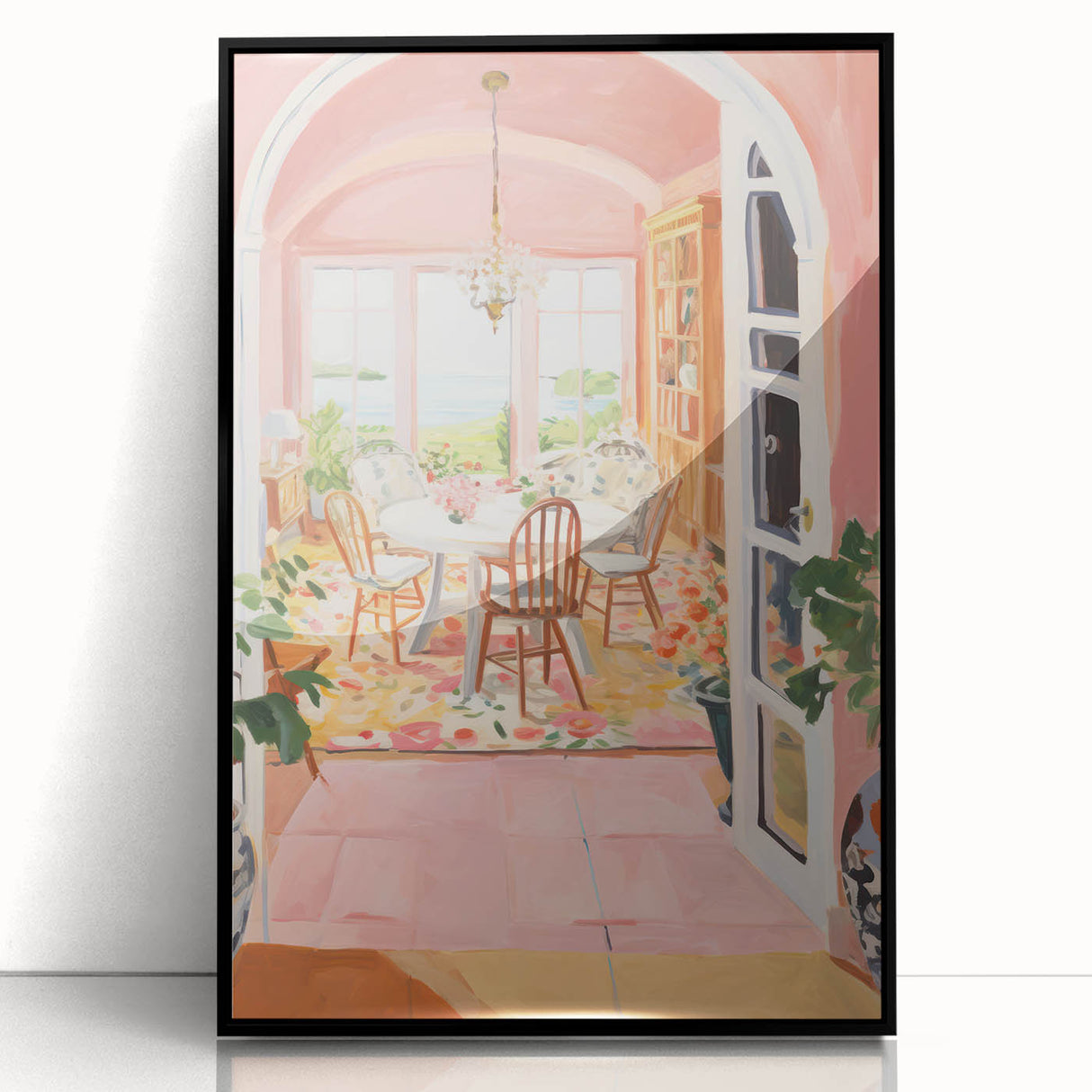 Electric Wall Art | Vibrant Dining Room Scene Modern Electric Art Canvas